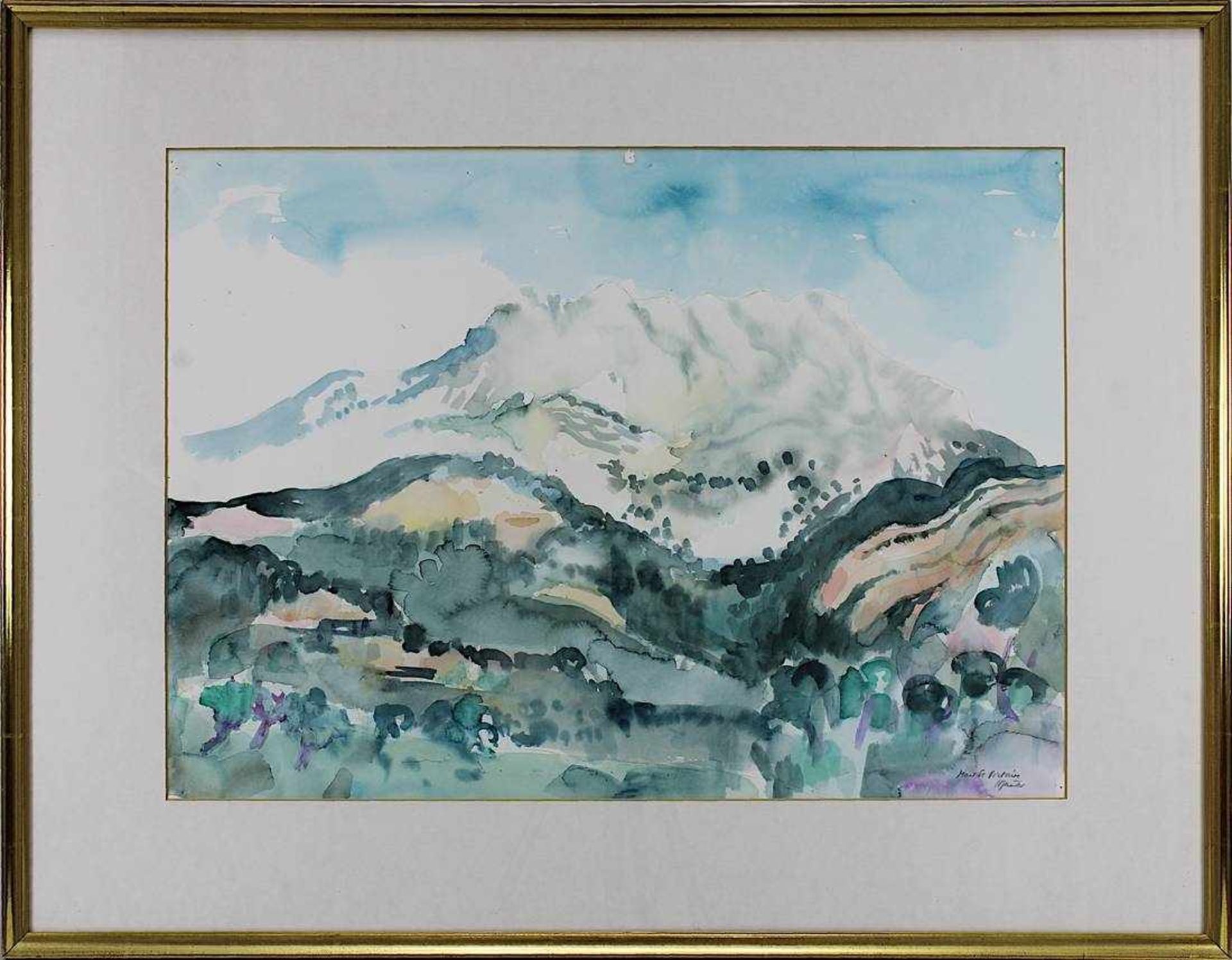 Juncker, Hermann Theophil (geb. Ludwigshafen 1929), Mont St. Victoire - Provence, Aquarell, re. unt.