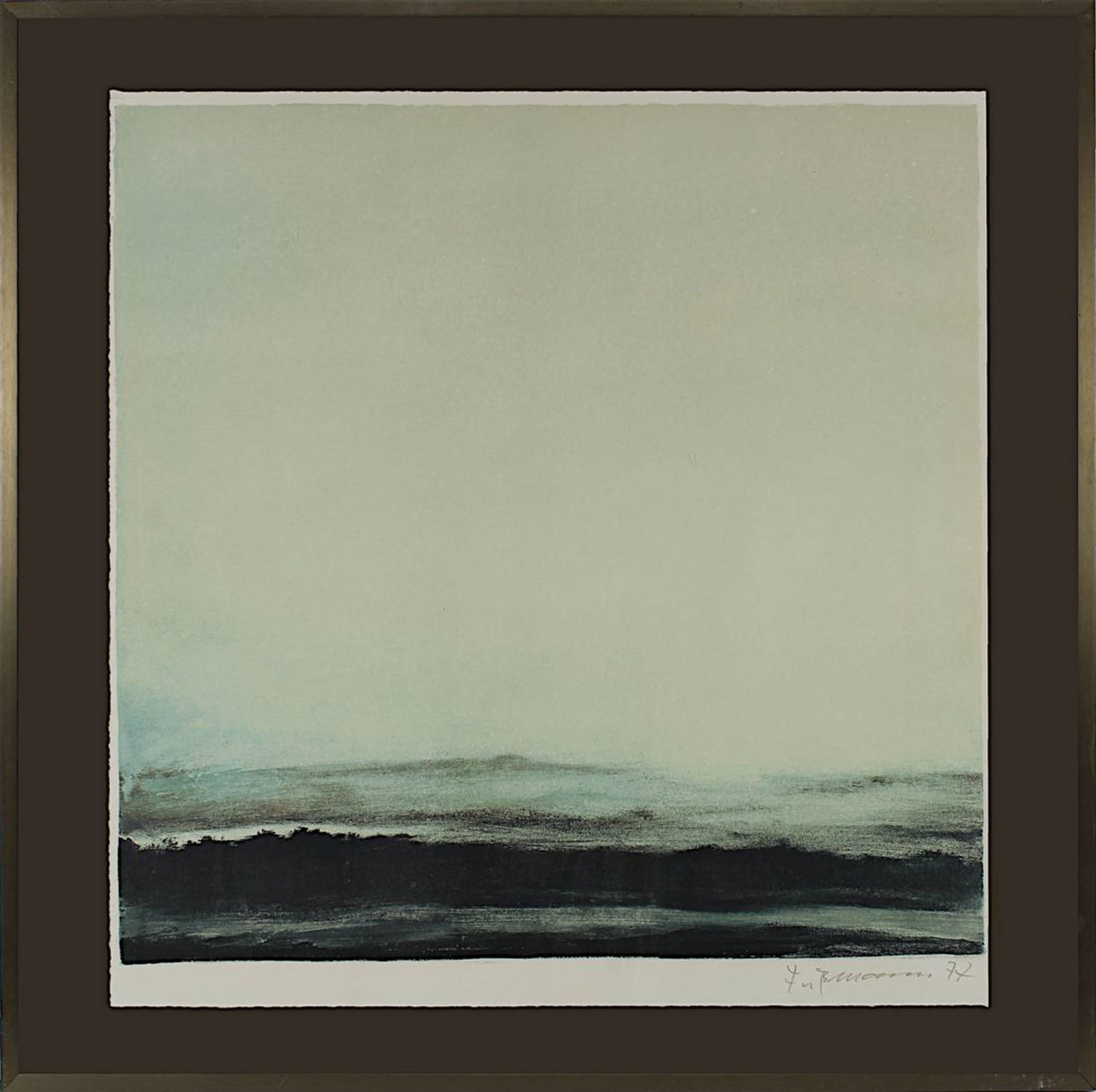 Fußmann, Klaus (geb. 1938 in Velbert), Abstrakter Blick auf eine Landschaft, Farblithographie,