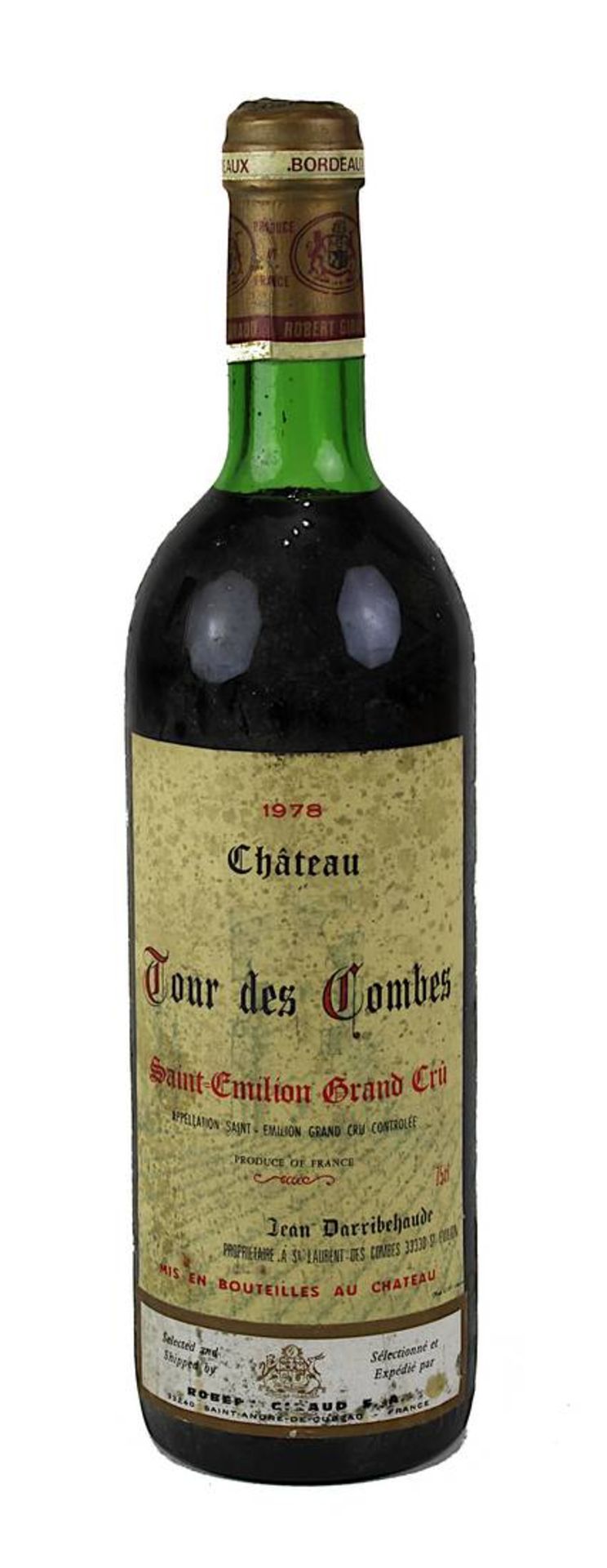 1 Flasche 1978er Château Tour des Combes, Saint Emilian Grand Crû, Jean Darribehaude, Füllhöhe obere