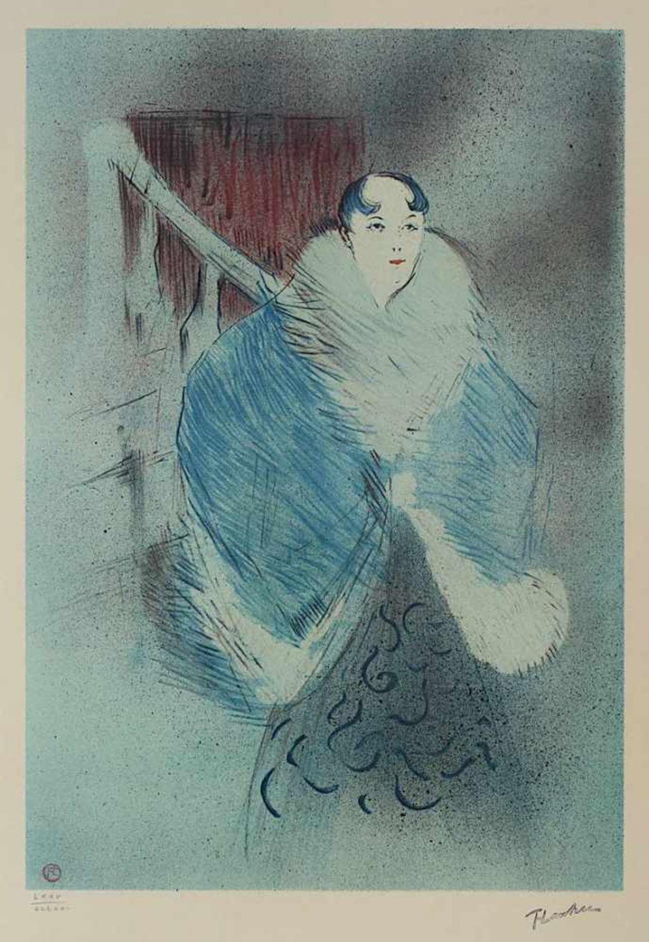 Toulouse-Lautrec, Henri (Albi 1864 - 1901 Saint-André-du-Bois), Elsa la Viennoise, Farblithographie, - Bild 2 aus 2