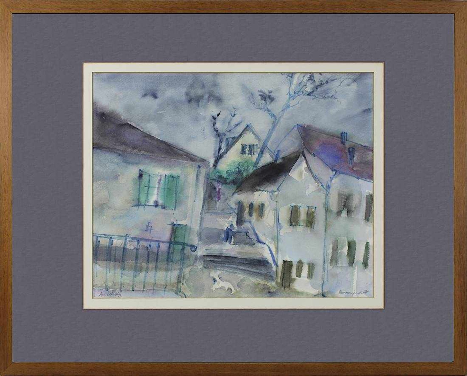 Juncker, Hermann Theophil (geb. Ludwigshafen 1929), Am Schlossberg (in Homburg/Saar), Aquarell, am