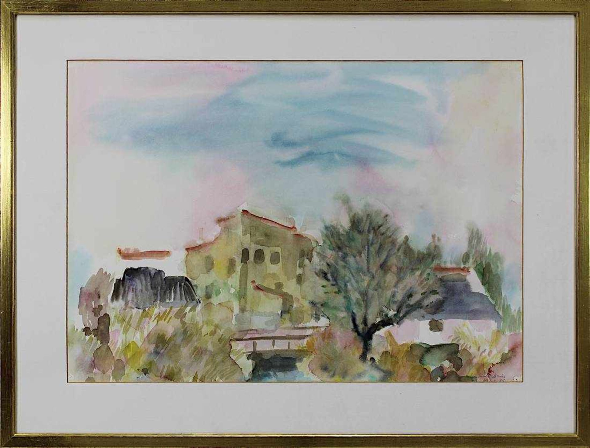 Juncker, Hermann Theophil (geb. Ludwigshafen 1929), Les Saintes Maries, Aquarell, re. u. betitelt,