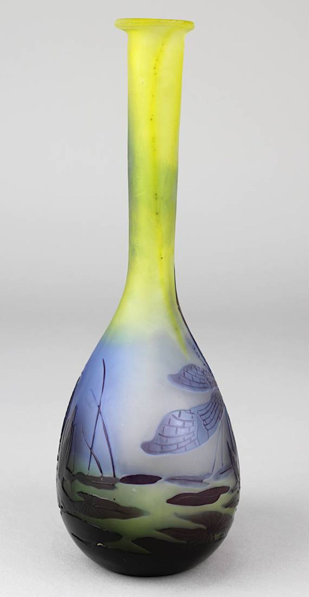 Gallé - Jugendstilvase Libelle, Nancy, 1904-06, Soliflor-Vase, leicht flachgedrückter Vasenbauch mit - Bild 4 aus 4