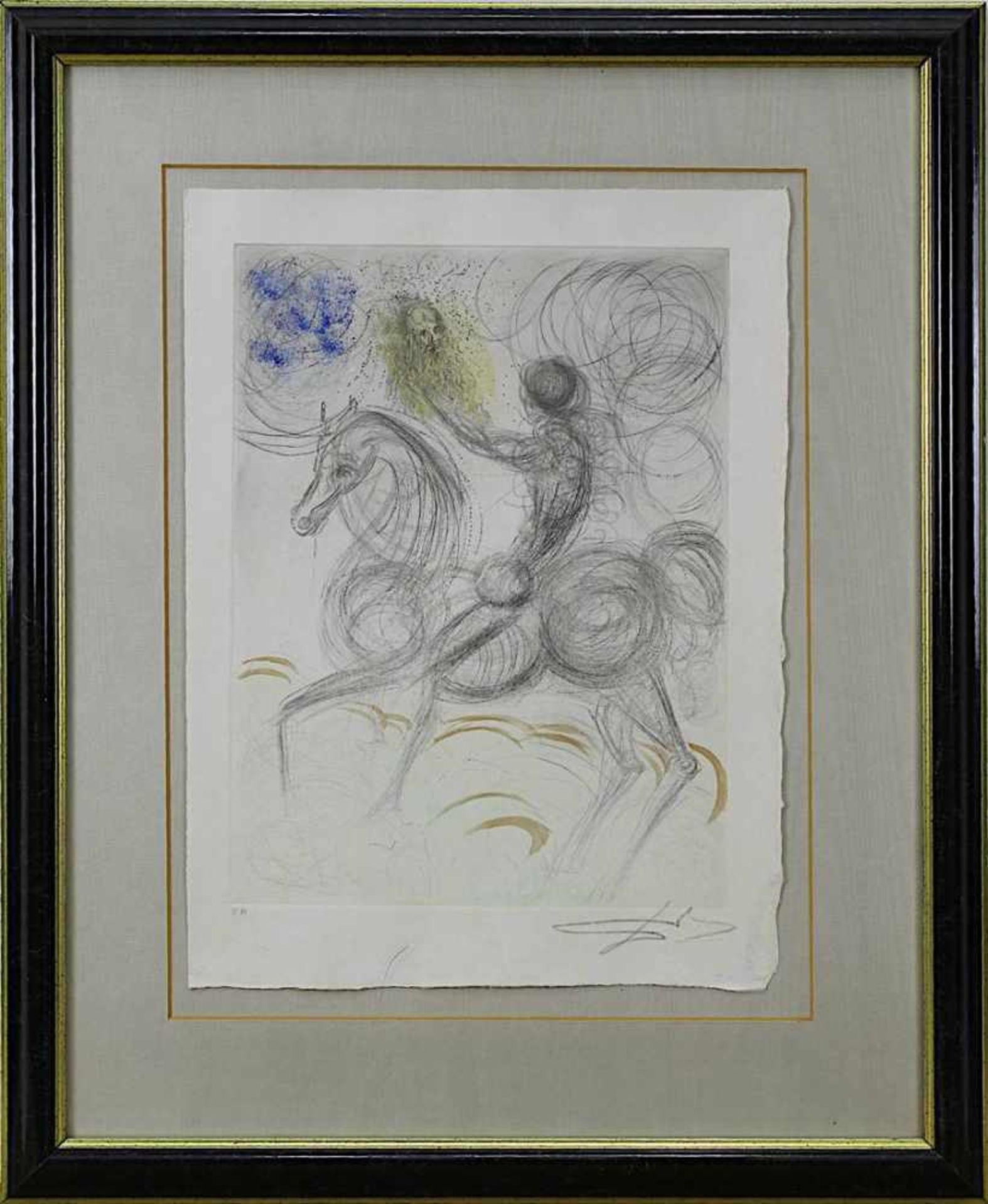 Dali, Salvador (Figueras 1904 - 1989 Figueras), Cavalier et la mort, aquarellierte Radierung, am