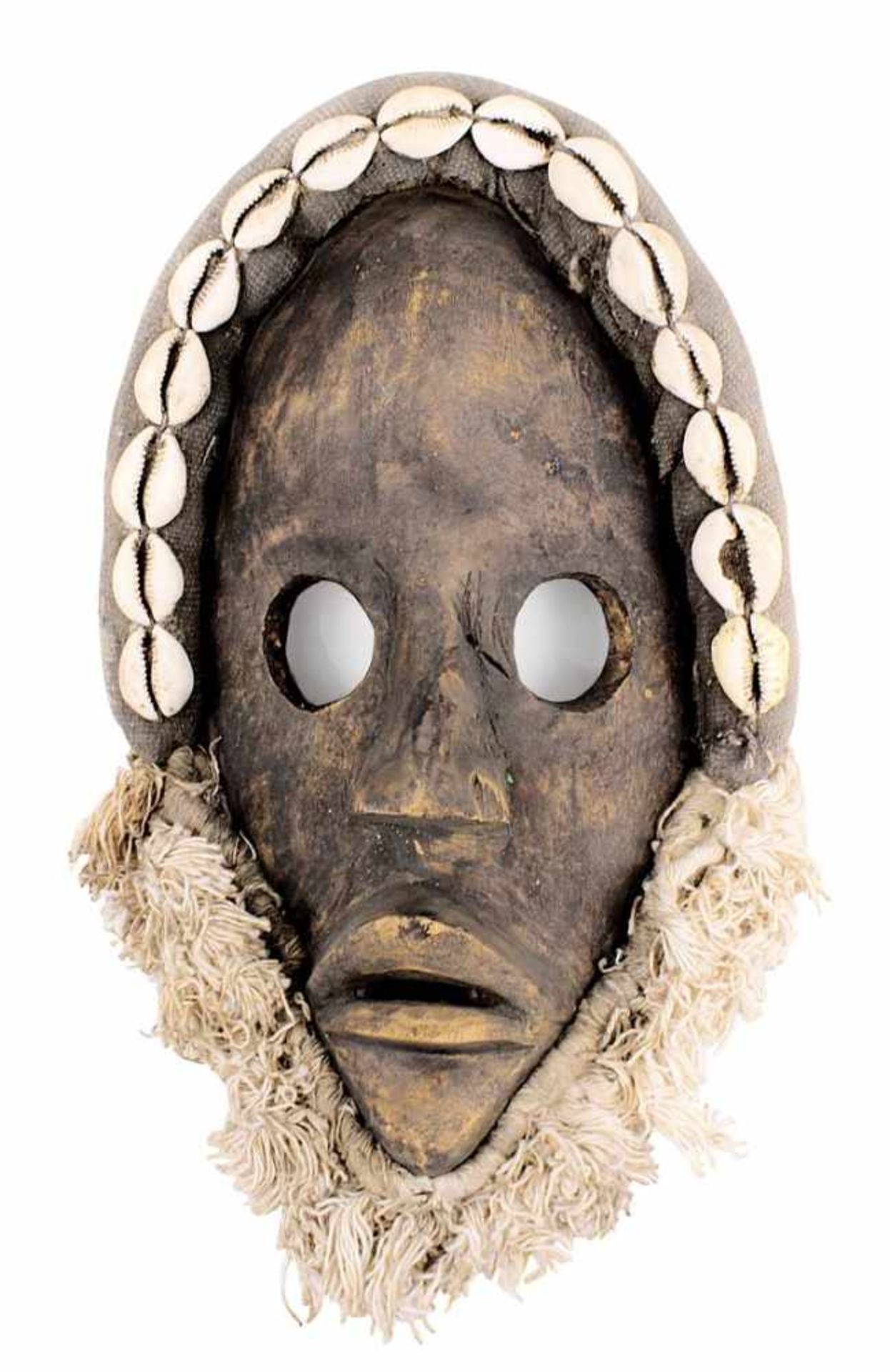 Maske zakpai der Dan, Côte d'Ivoire, Holz geschnitzt und dunkel gefärbt, Augen rund