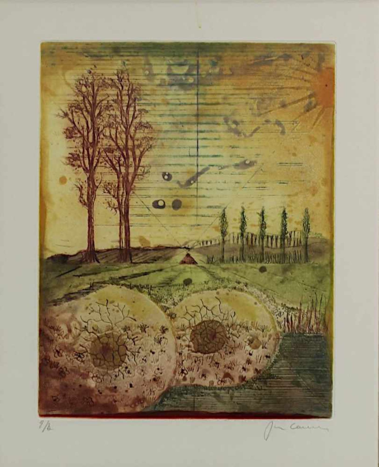 Carcan, René (Brüssel 1925 - 1993 Etterbeek), Landschaft mit surrealistischen Elementen, - Image 2 of 2