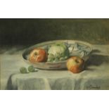 Léon GARRAUD (1877-1961).Nature morte au compotier pomme et raisins. Aquarelle [...]