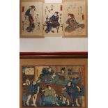 JAPON. Samouraï et personnage féminin dans un intérieur