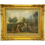 Ecole FLAMANDE du XVIIe siècle, suiveur de Frans II FRANCKEN. - Le repas mystique. [...]