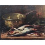 Eugène CLAUDE. - Nature morte aux poissons. - Huile sur panneau signée en bas à [...]