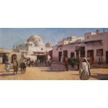 Reine SAINT-PAUL (XX). Vue animée de la mosquée Sidi Mahrez à Tunis. Huile sur [...]