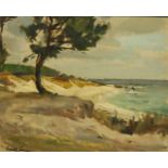 Emile SIMON (1890-1976). La plage de Beg-Meil (Finistère). Huile sur panneau, [...]