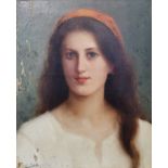 Édouard Alexandre SAIN (1830-1910). Portrait d'une jeune italienne. Huile sur toile, [...]