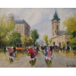 Antal BERKES (1874-1938). Boulevards animés à Budapest. Huile sur droite, signée [...]