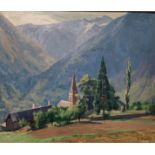 Hippolyte MOUTHIER (1880-1975). Vue du village Venosc et de la Muzelle. Huile sur [...]