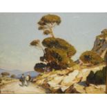 Gustave VIDAL (1895-1966). Les deux promeneurs sur le chemin en Provence. Huile sur [...]