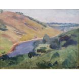 Lucien MAINSSIEUX (1885-1958). Paysage à la rivière. Huile sur toile marouflée sur [...]