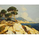 Gustave VIDAL (1895-1966). Côte rocheuse en méditerannée, animée de deux [...]