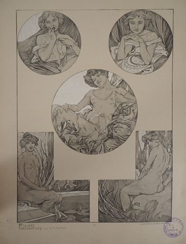 Alphonse MUCHA - Le modèle au chignon, 1902 - Lithographie - Signée dans la [...] - Image 2 of 4