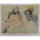 Paul GAUGUIN (after) - Tahiti: Maori women - Lithograph and watercolor stencil [...]