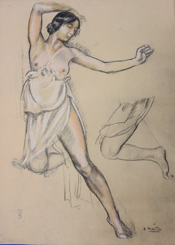 Maurice DENIS - Nude Study, 1924 - Pastel enhanced lithograph - Signed in the [...] - Image 2 of 5
