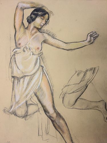 Maurice DENIS - Nude Study, 1924 - Pastel enhanced lithograph - Signed in the [...]