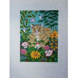 MADY LA GIRAUDIERE CHAT - LITHOGRAPHIE ORIGINALE EN COULEURS SIGNEE MAIN - EPREUVE [...]