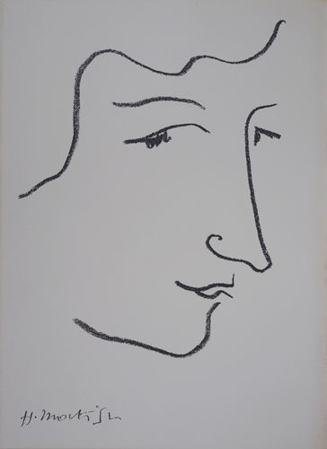 Henri MATISSE (1869-1954) - Portrait in profile, 1952 - Lithograph (Mourlot [...]