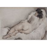 Ecole française du début du XXe siècle - Femme nue allongée de dos - Dessin [...]