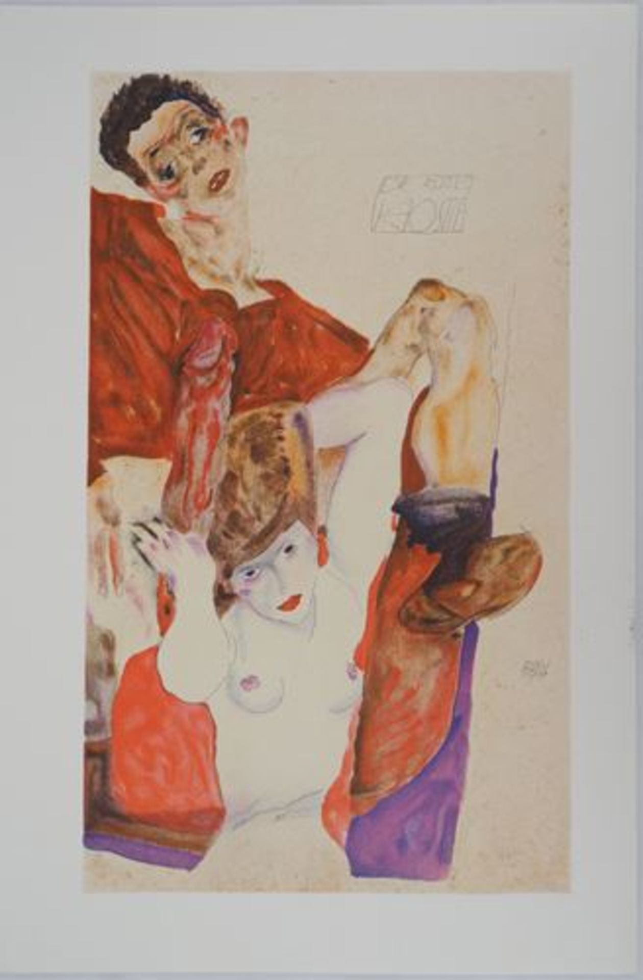 Egon SCHIELE (after) : Envy Signed lithograph Colour lithograph Signed in the plate [...] - Bild 2 aus 8