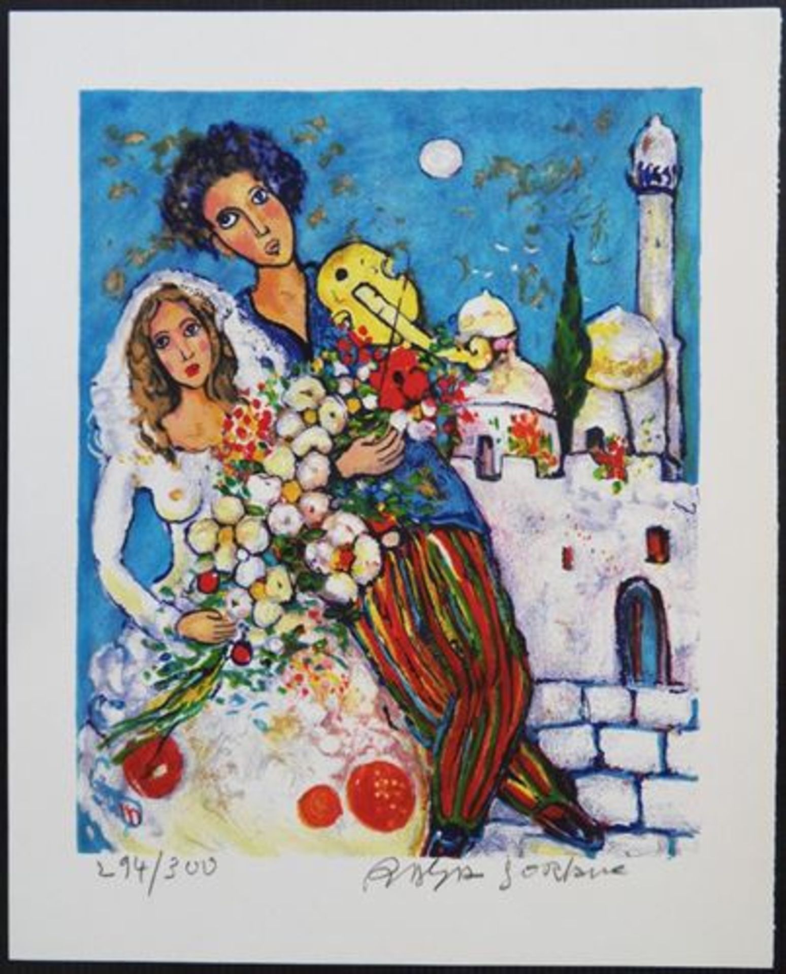 Raya SORKINE Wedding in front of the syngagogue Lithograph on Vellum paper Signed in [...]