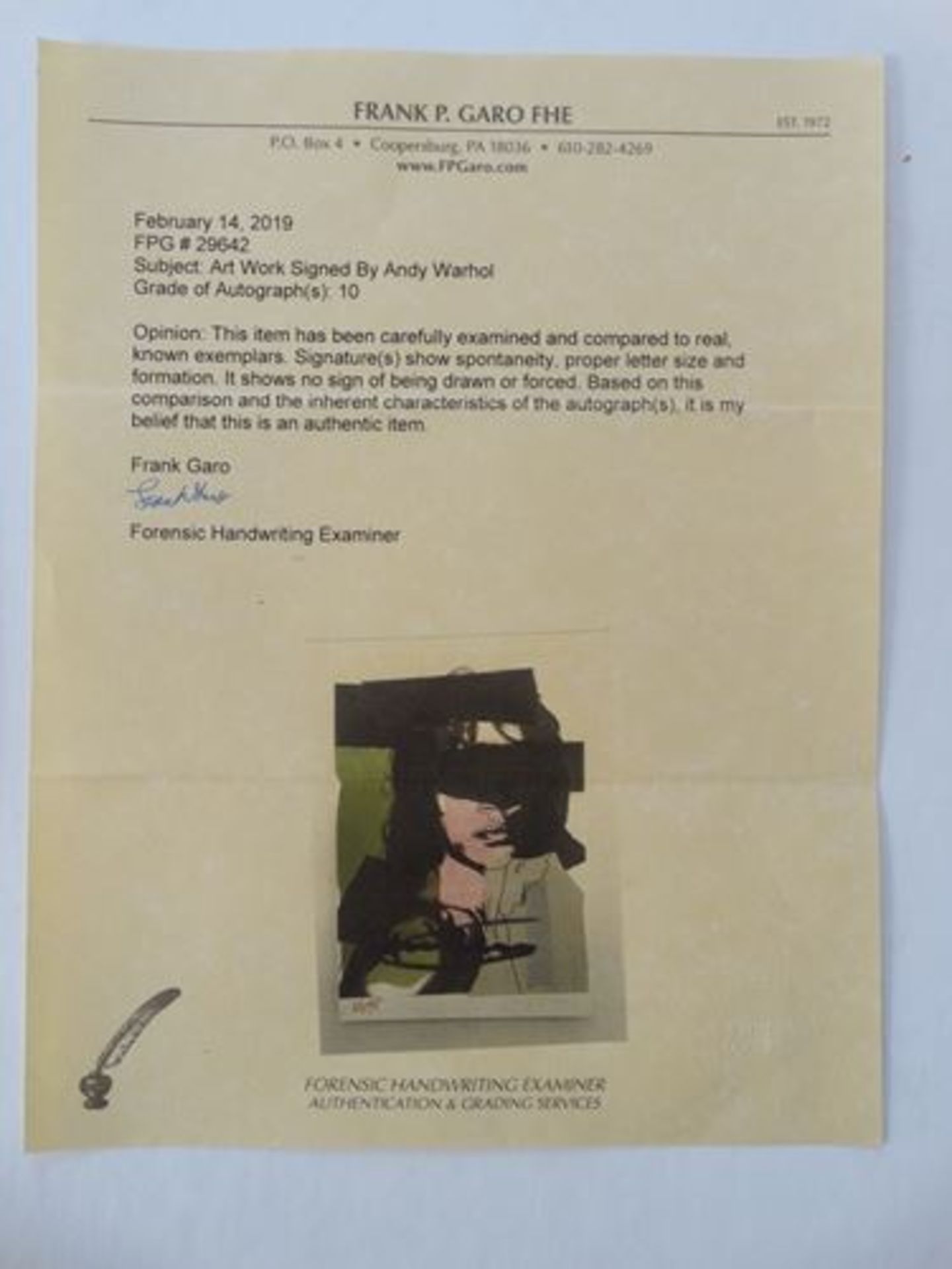 Andy Warhol hand signed Invitation Card Independent Forensic document. Invitation [...] - Bild 2 aus 6