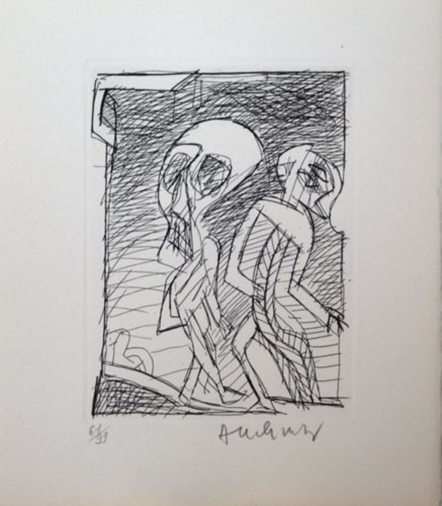 Pierre ALECHINSKY (1927) - Deux personnages Etching signed in pencil and numbered [...]