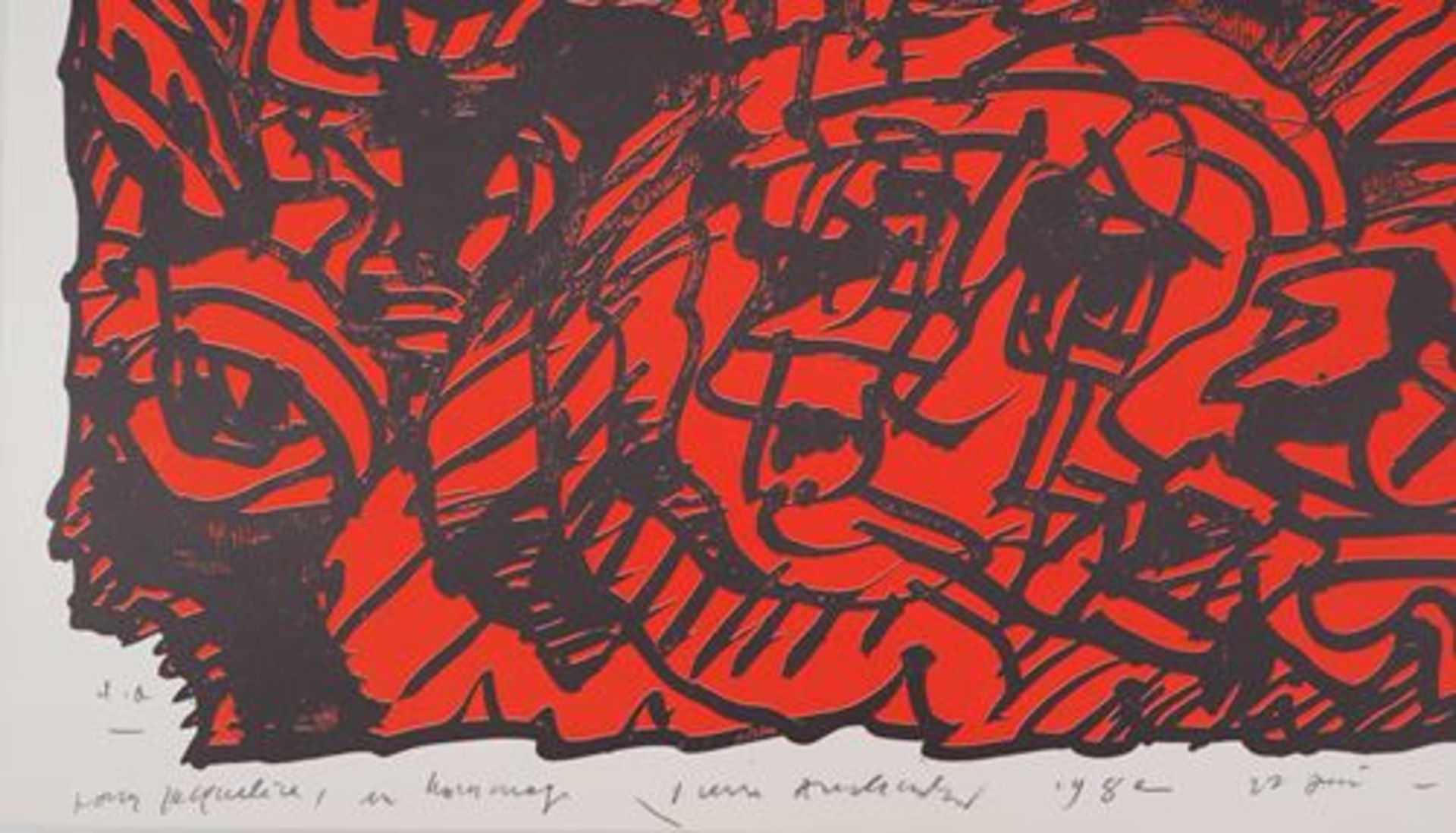 Pierre Alechinsky (1927-) Red Composition Lithographic process (tone-by-tone [...] - Bild 5 aus 7