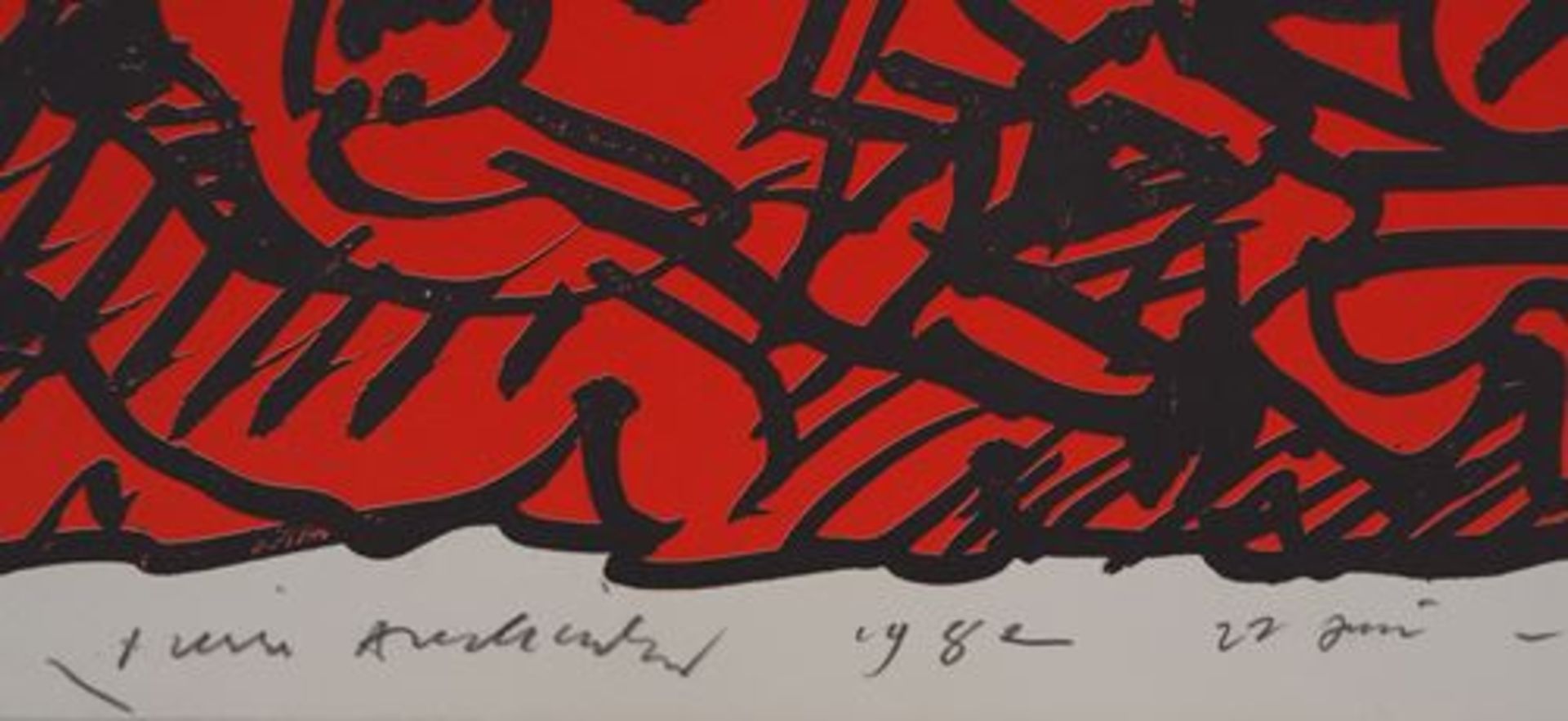 Pierre Alechinsky (1927-) Red Composition Lithographic process (tone-by-tone [...] - Bild 6 aus 7