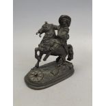 Ecole française du XIXe siècle. Cavalier. Epreuve en bronze. Non signé. - -