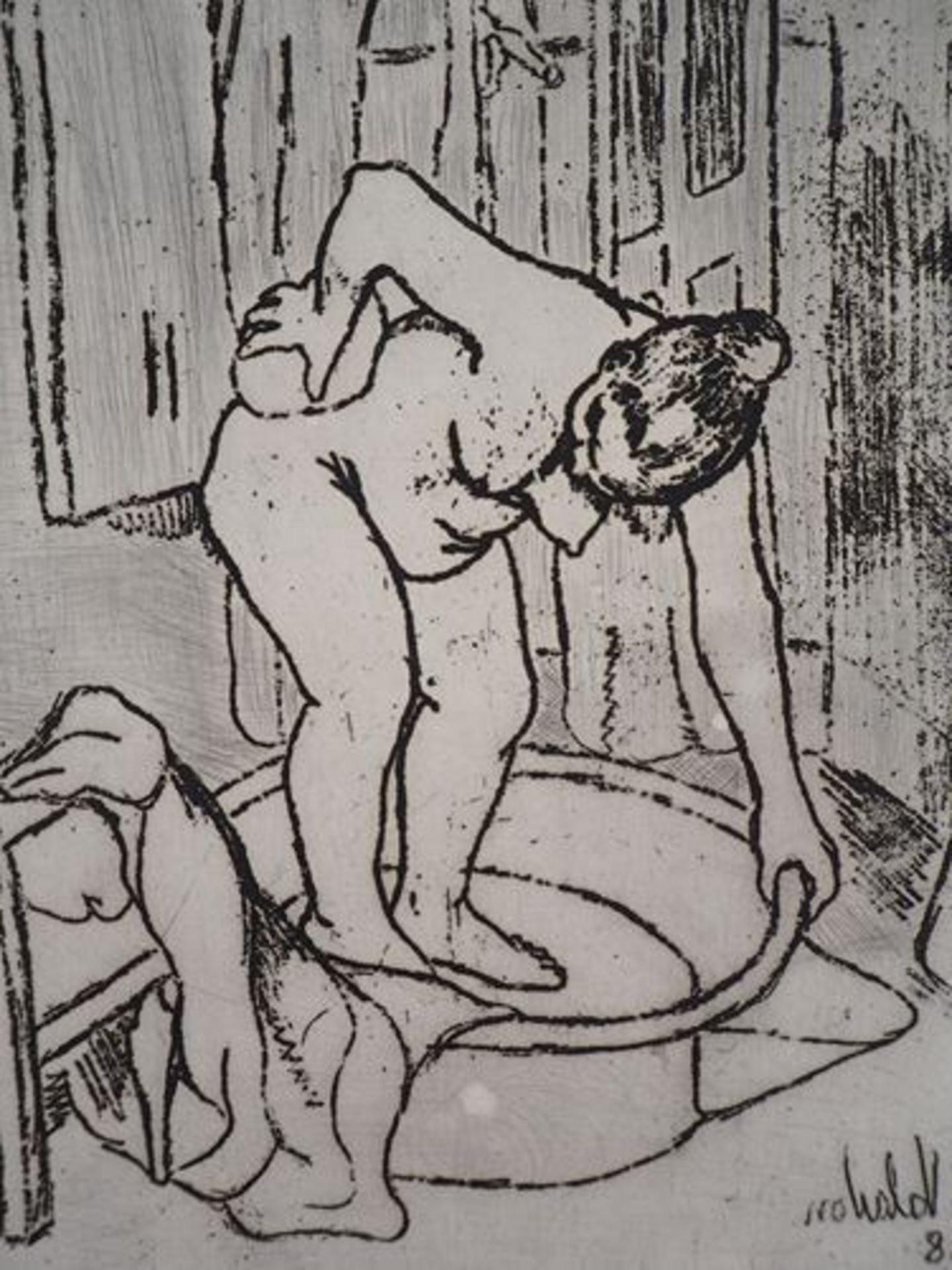 Suzanne VALADON Catherine lavant son dos Gravure originale (pointe sèche et vernis [...] - Bild 4 aus 7