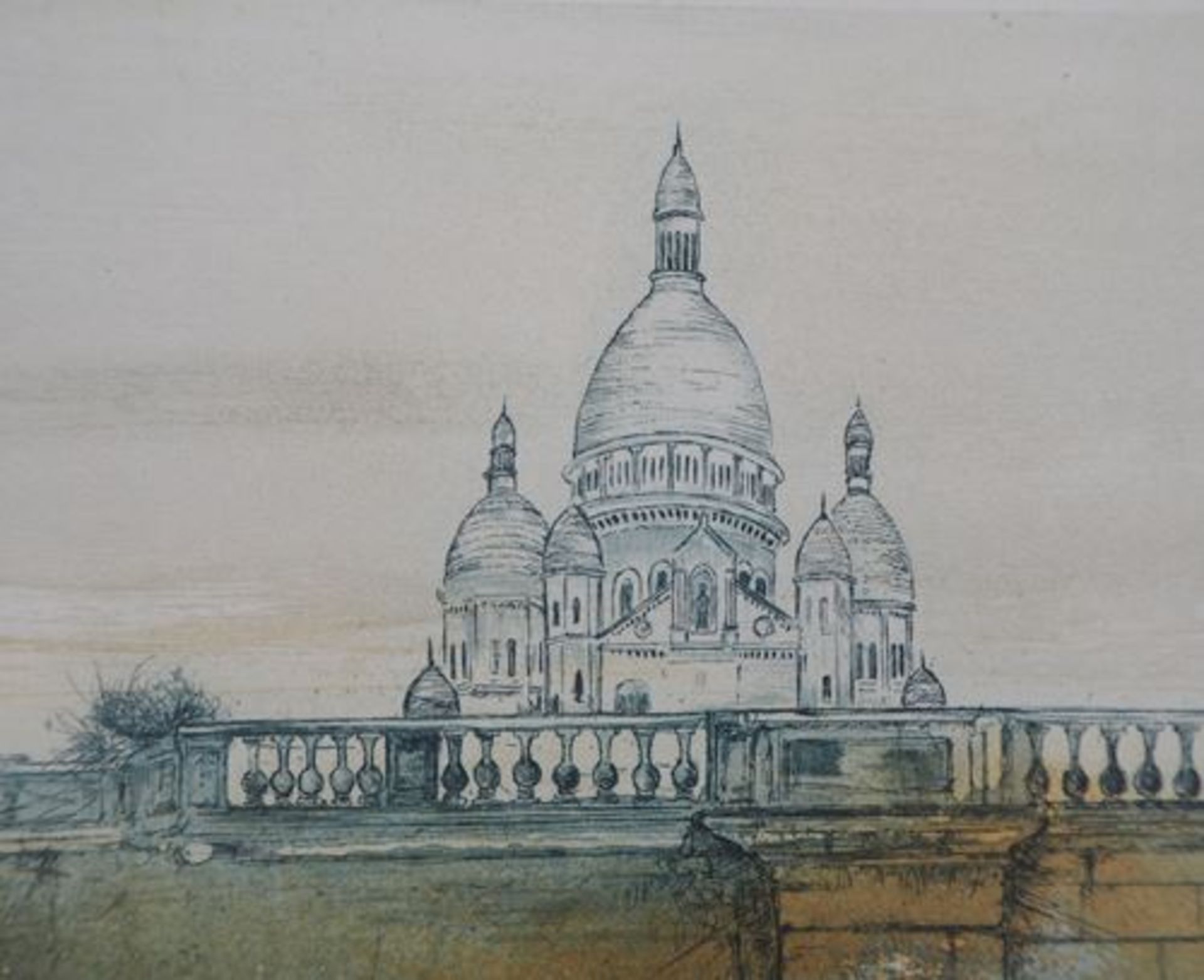 Bernard LOUEDIN The Sacré-Coeur Original engraving on Vellum Signed in pencil [...] - Bild 2 aus 7