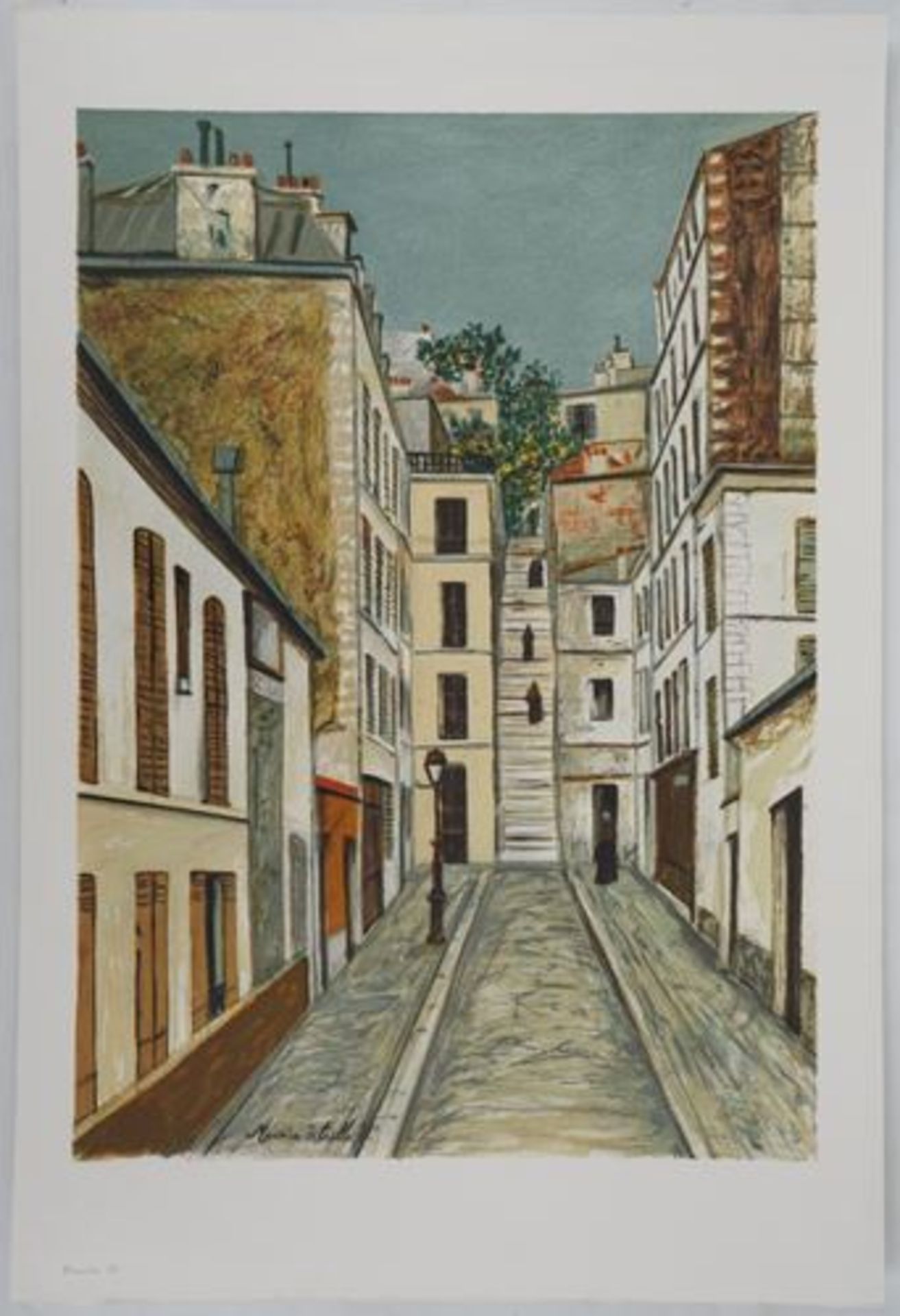 Maurice UTRILLO (1883 - 1955) (after) - Passage Cottin à Montmartre Lithograph on [...]