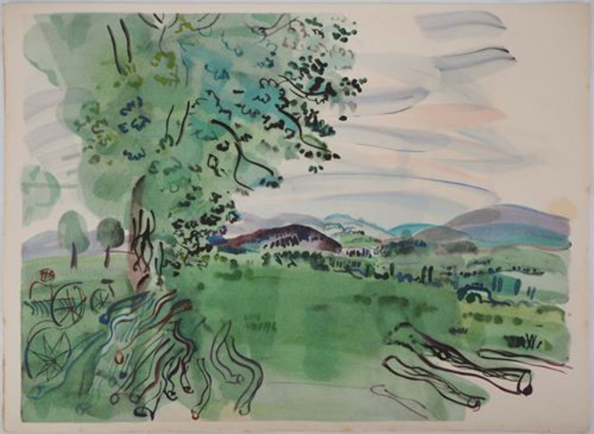 Raoul DUFY Vue de l'arbre sur les plaines, 1953 Lithographie originale, ré-haussée [...]