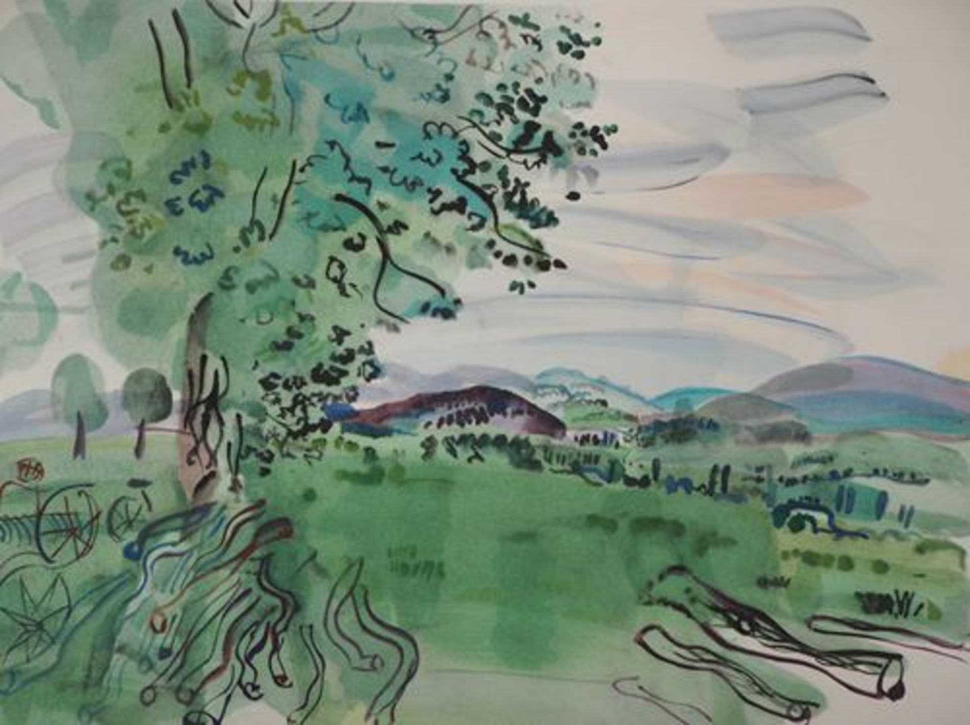 Raoul DUFY Vue de l'arbre sur les plaines, 1953 Lithographie originale, ré-haussée [...] - Bild 2 aus 4