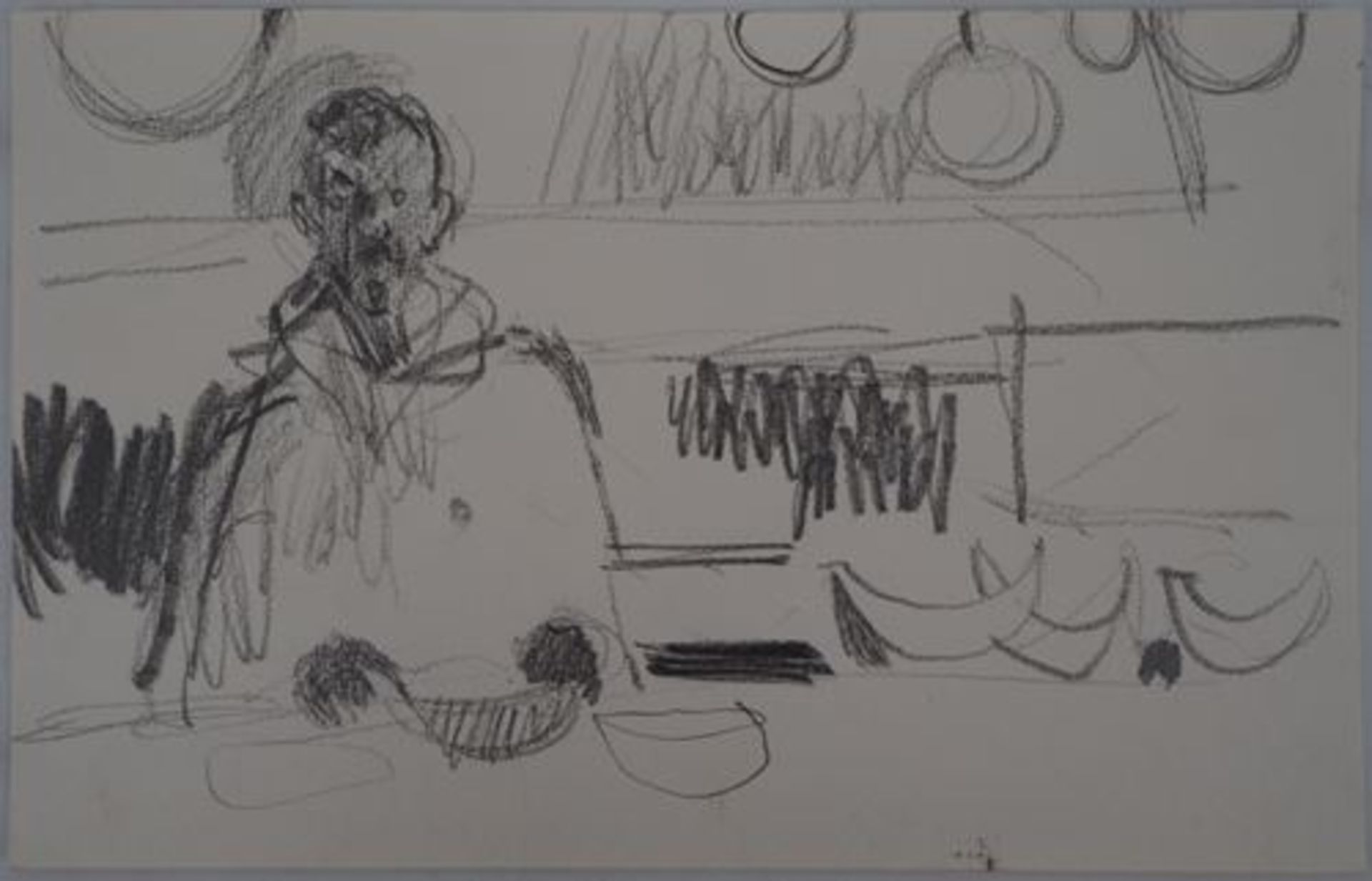 René GENIS "At the café" and "At the theatre" Two drawings in wax pencil on [...]