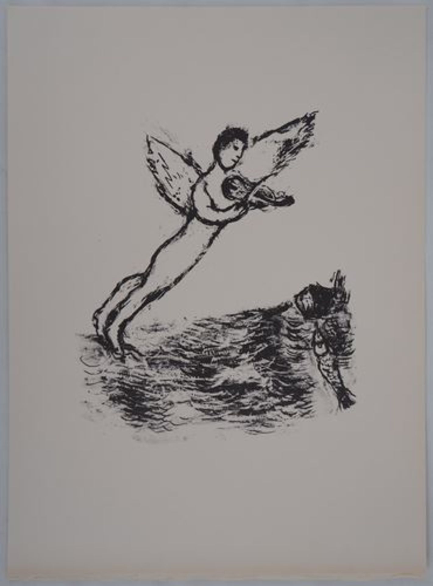 Marc CHAGALL (after) The Angel Lithographic reproduction on Vellum 39.5 x 29 [...] - Bild 2 aus 5