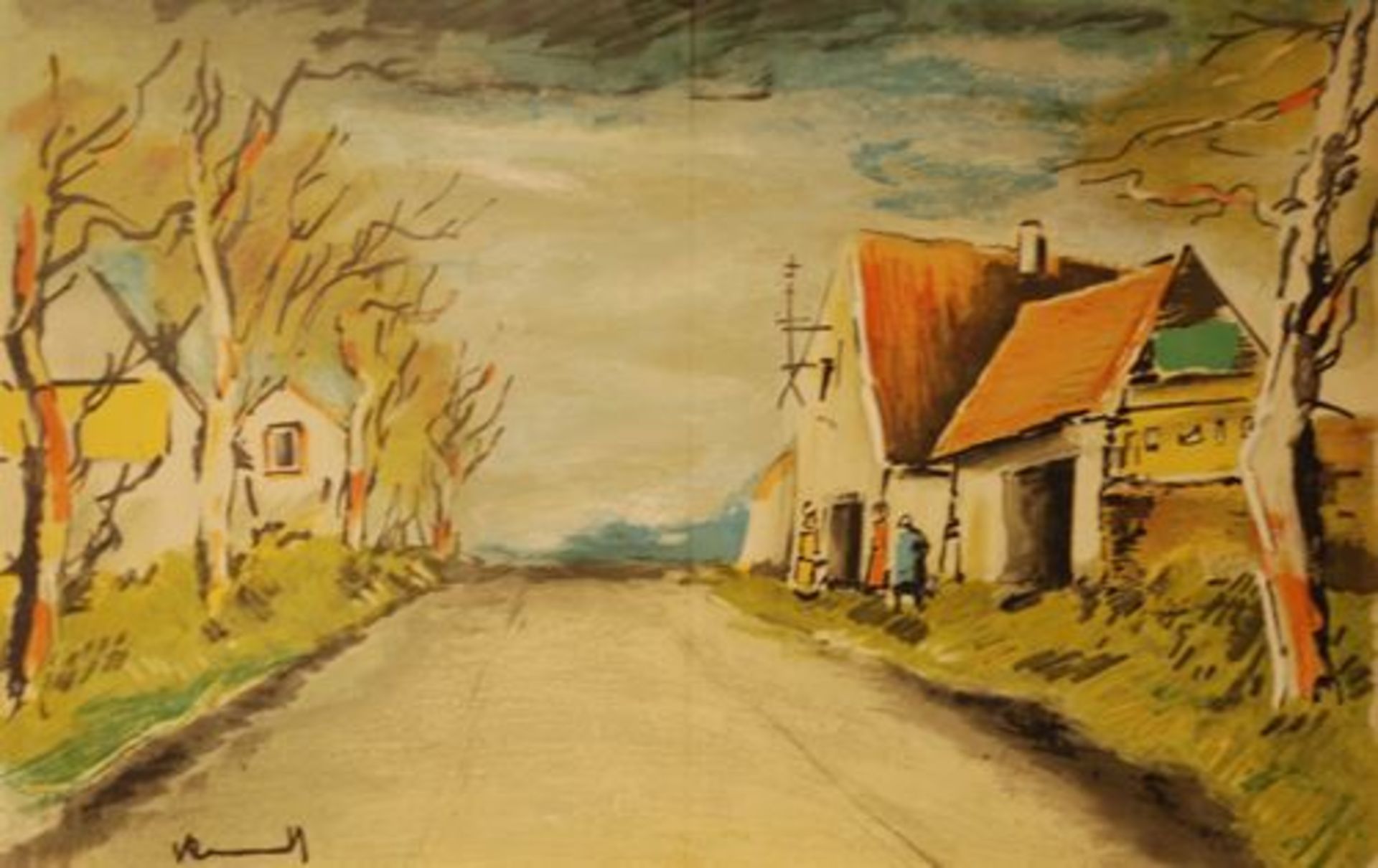 Maurice De Vlaminnck - La route Original lithograph on paper Plate signed & not [...]