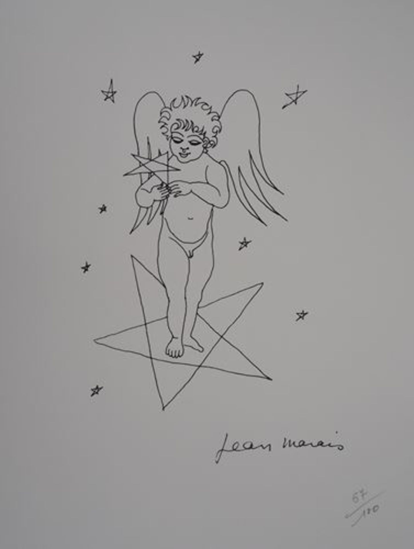 Jean MARAIS (1913 - 1998) Angel to the star Lithograph on Arches Vellum Signed in [...]