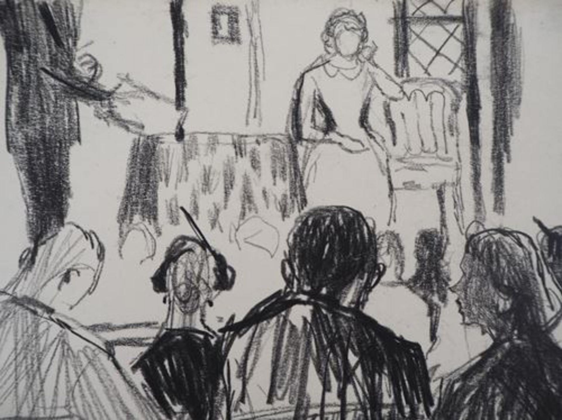 René GENIS "At the café" and "At the theatre" Two drawings in wax pencil on [...] - Bild 6 aus 9