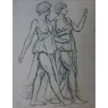 Maurice DENIS Deux nus marchant, 1924 Lithographie rehaussée au pastel Signée [...]