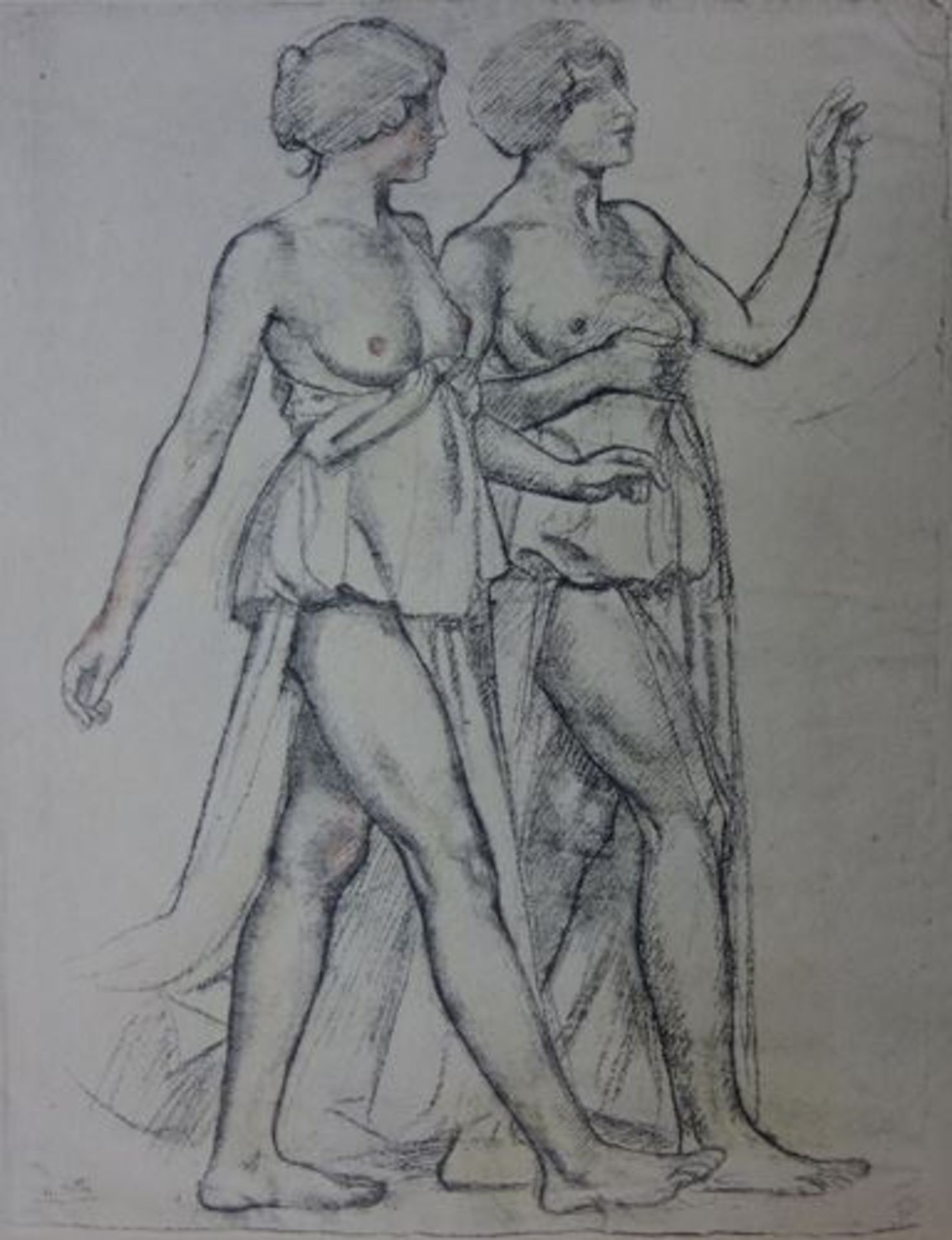 Maurice DENIS Deux nus marchant, 1924 Lithographie rehaussée au pastel Signée [...]