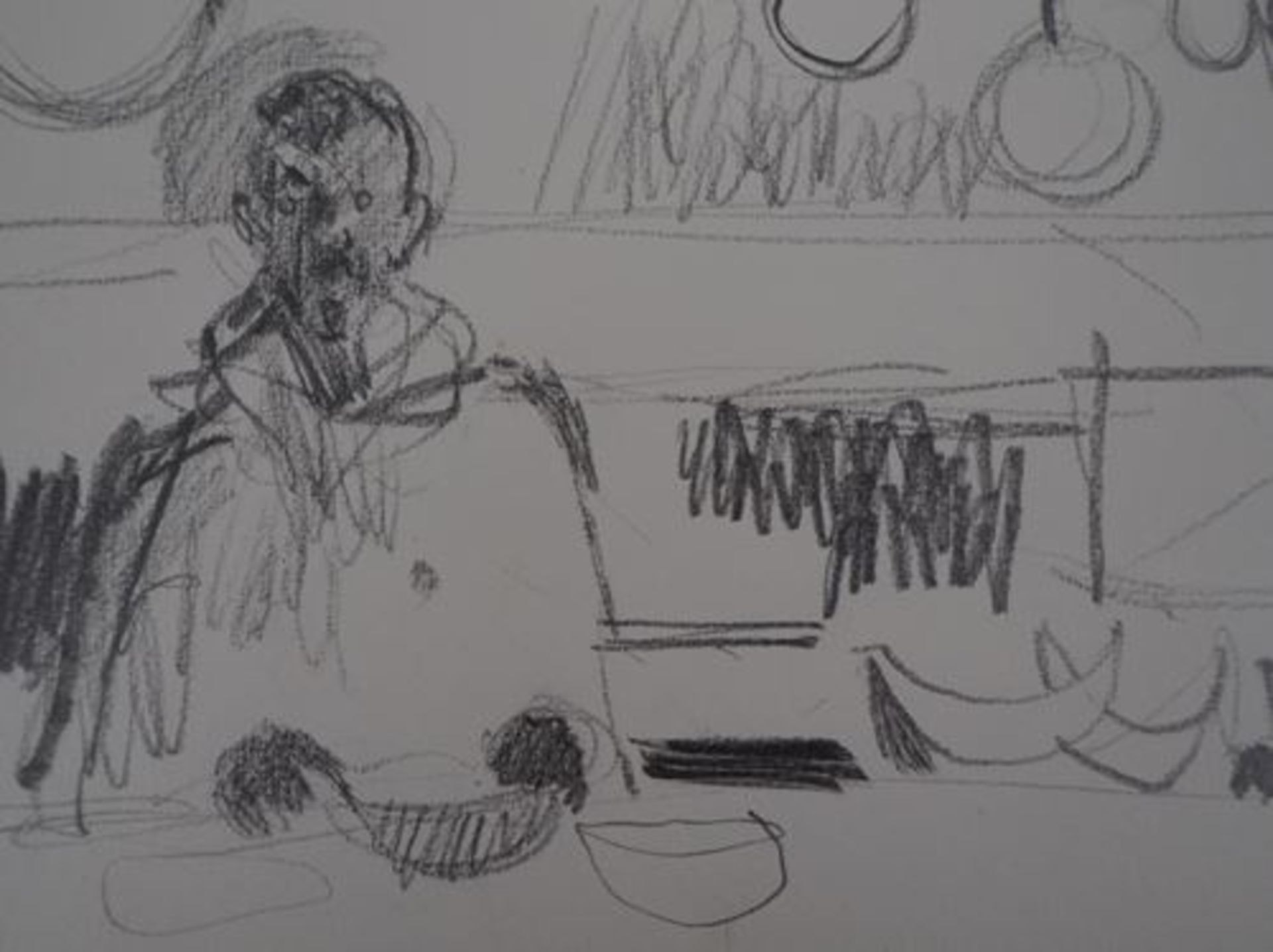 René GENIS "At the café" and "At the theatre" Two drawings in wax pencil on [...] - Bild 2 aus 9