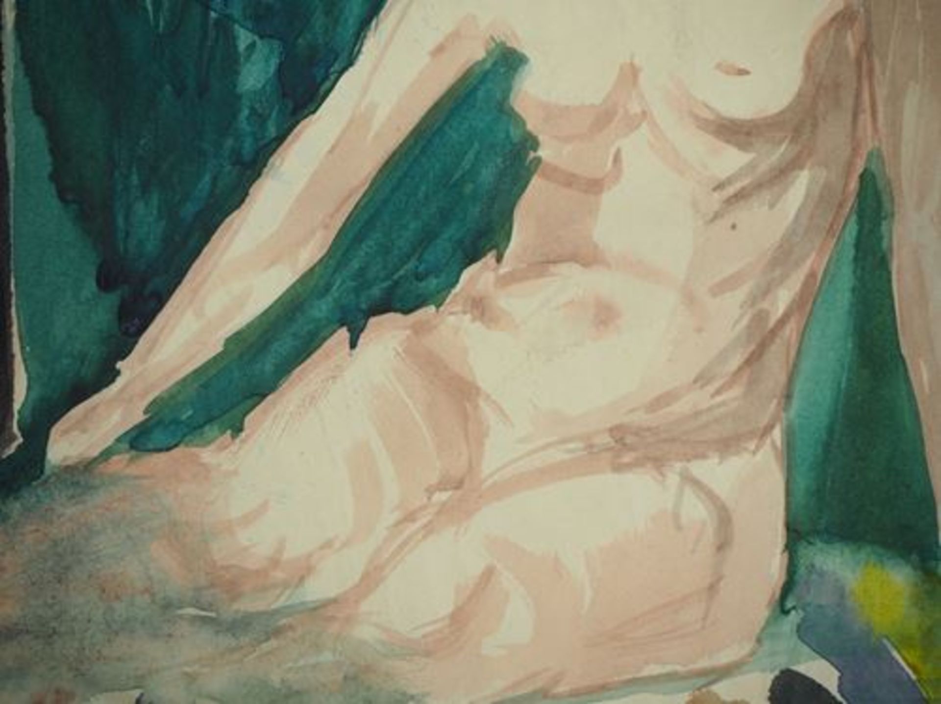 Early 20th century School Nude woman on a couch Lot of two original watercolours On [...] - Bild 4 aus 7